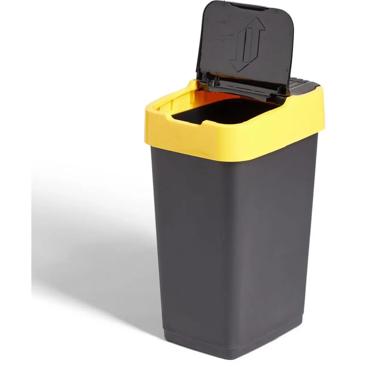 Nettoyage Et Entretien|Gifi Poubelle de tri pour plastique 35L plastique jaune et noir