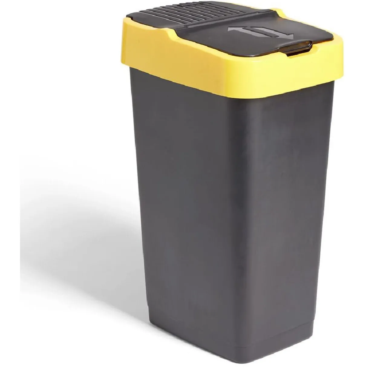 Nettoyage Et Entretien|Gifi Poubelle de tri pour plastique 60L plastique jaune et noir