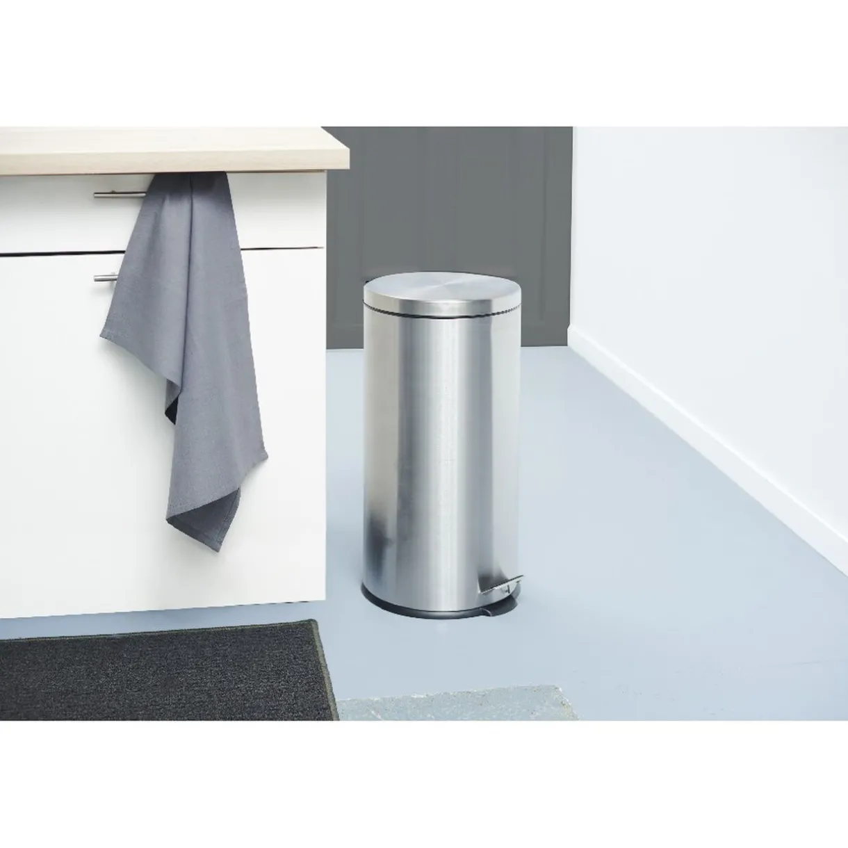 Nettoyage Et Entretien|Gifi Poubelle grise à pédale ronde 30 L