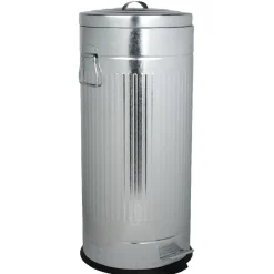 Nettoyage Et Entretien|Gifi Poubelle ronde vintage à pédale gris métallisé 30 L
