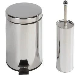 Best Gifi Poubelle salle de bain 5 L et brosse WC gris