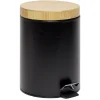 Nettoyage Et Entretien|Gifi Poubelle salle de bain à pédale couvercle bambou et métal noir 5L