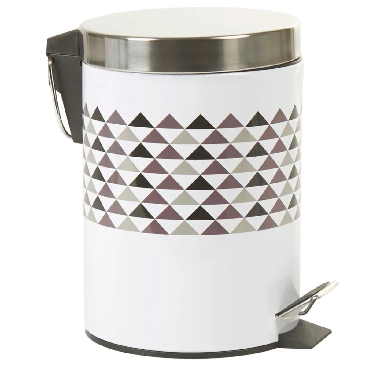 Nettoyage Et Entretien|Gifi Poubelle salle de bain blanche motif triangles 3 L