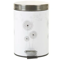Nettoyage Et Entretien|Gifi Poubelle salle de bain blanche motif pissenlit 3 L