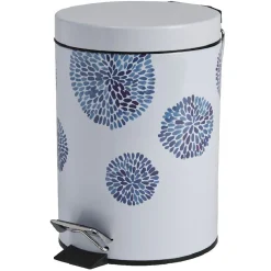 Nettoyage Et Entretien|Gifi Poubelle salle de bain blanche design cyclade bleu