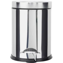 Nettoyage Et Entretien|Gifi Poubelle salle de bain inox gris chromé 3L - Ø17xH24cm