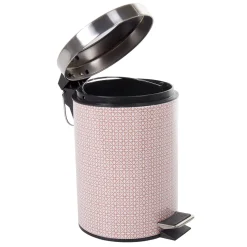 Nettoyage Et Entretien|Gifi Poubelle salle de bain métal motif carreau de ciment rose 3L