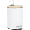 Nettoyage Et Entretien|Gifi Poubelle salle de bain métal et bambou blanc