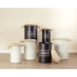 Rangement|Gifi Pouf coffre de rangement moyen modèle Ø34xH49,5cm vert