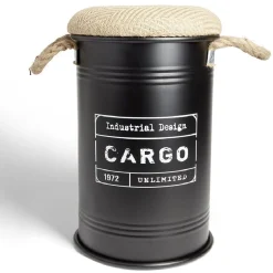 Rangement|Gifi Pouf coffre de rangement petit modèle Ø27xH43,5cm noir