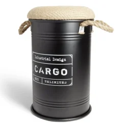 Rangement|Gifi Pouf coffre de rangement petit modèle Ø27xH43,5cm noir