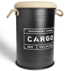 Rangement|Gifi Pouf coffre de rangement moyen modèle Ø34xH49,5cm noir