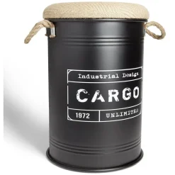 Rangement|Gifi Pouf coffre de rangement moyen modèle Ø34xH49,5cm noir