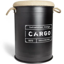 Rangement|Gifi Pouf coffre de rangement grand modèle Ø40xH54,5cm noir