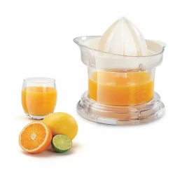 Presse agrumes Metaltex transparent couvercle blanc 2 cônes^Gifi Outlet