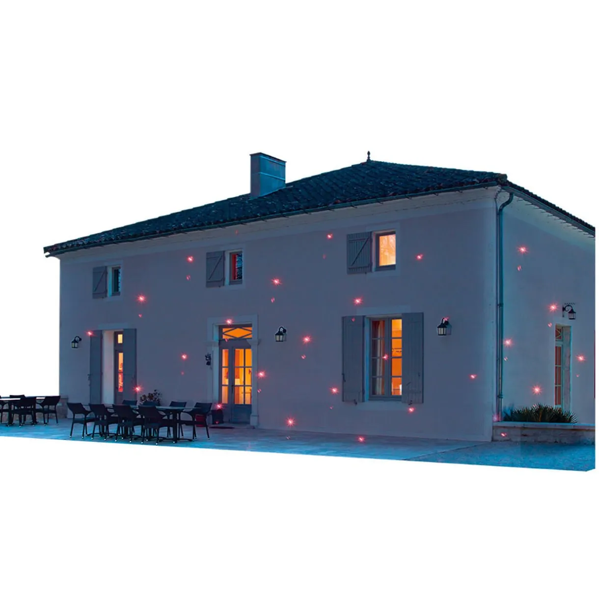 Outlet Gifi Projecteur led solaire laser fixe motif pois rouge