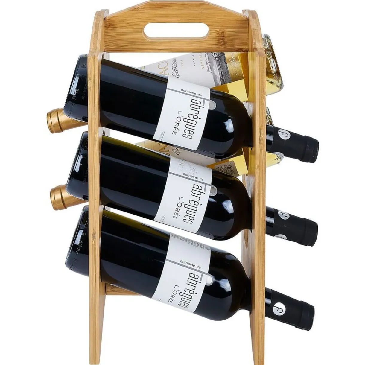 Range bouteille vertical 6 emplacements bambou 40x20xH17,8cm^Gifi Clearance