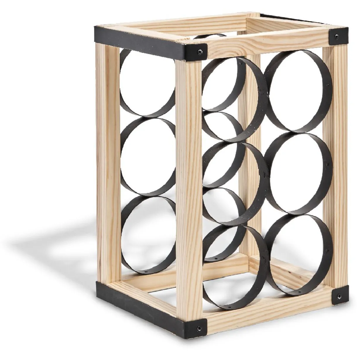 Range bouteilles x6 noir et bois^Gifi New