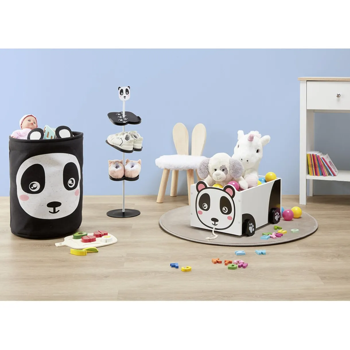 Rangement|Gifi Range chaussure panda 3 paires 3 niveaux noir et blanc