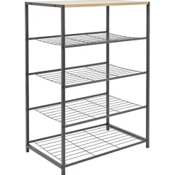 Rangement|Gifi Range chaussures 5 niveaux métal noir plateau mdf naturel