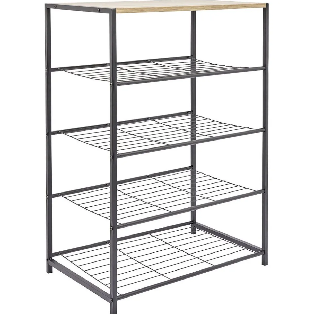Rangement|Gifi Range chaussures 5 niveaux métal noir plateau mdf naturel