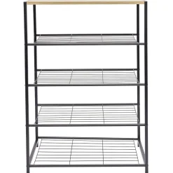Rangement|Gifi Range chaussures 5 niveaux métal noir plateau mdf naturel