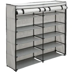 Rangement|Gifi Range chaussures 30 paires en toile gris clair