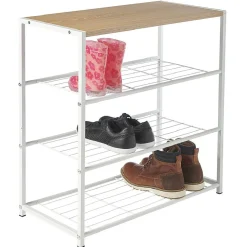 Rangement|Gifi Range chaussures 3 étagères et 1 tablette blanc et naturel