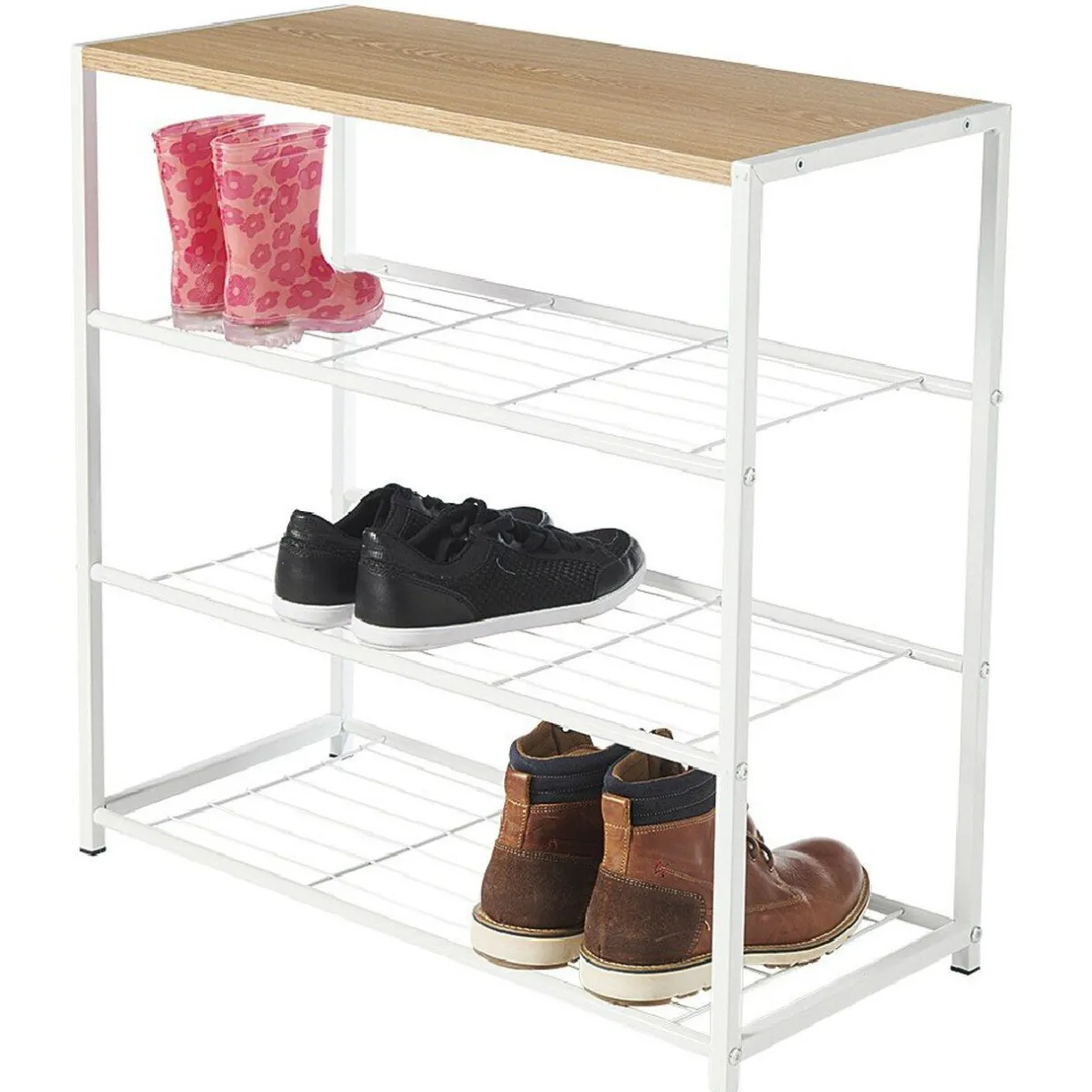 Rangement|Gifi Range chaussures 3 étagères et 1 tablette blanc et naturel