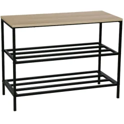 Rangement|Gifi Range chaussures en métal et décor en bois WILLIAM