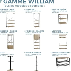 Rangement|Gifi Range chaussures en métal et décor en bois WILLIAM
