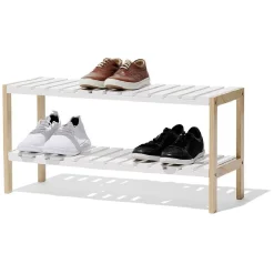 Rangement|Gifi Range chaussures en pin couleur bois et blanc