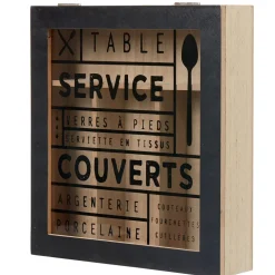 Range couvert mdf naturel couvercle transparent imprimé noir^Gifi Clearance