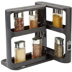 Rangement à épices coulissant 2 niveaux noir^Gifi Online