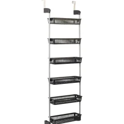 Rangement|Gifi Rangement de porte 6 niveaux à suspendre gris et noir
