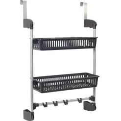 Rangement|Gifi Rangement de porte 2 niveaux à suspendre gris et noir