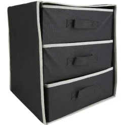 Rangement|Gifi Rangement dressing 3 panières noir et gris