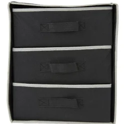 Rangement|Gifi Rangement dressing 3 panières noir et gris