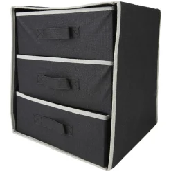 Rangement|Gifi Rangement dressing 3 panières noir et gris
