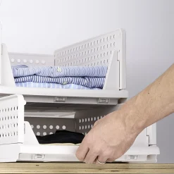 Rangement|Gifi Rangement dressing superposable coulissant blanc grand modèle