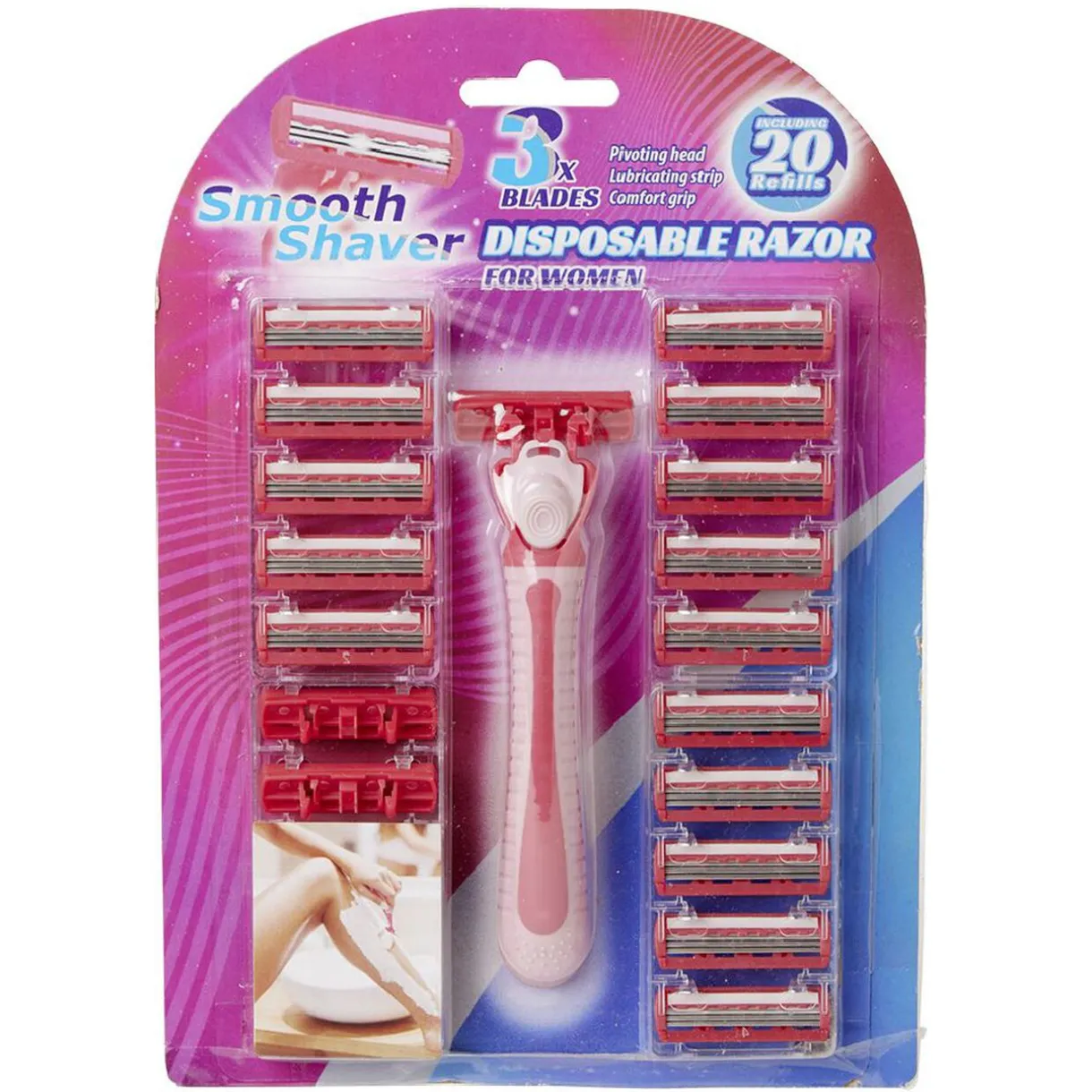 Discount Gifi Rasoir femme avec 20 recharges 3 lames