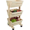 Resserre légume en bois 3 niveaux à roulettes^Gifi Outlet