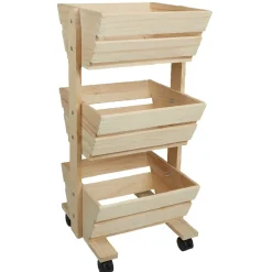 Resserre légume en bois 3 niveaux à roulettes^Gifi Outlet