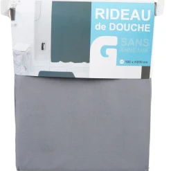 Gifi Rideau de douche gris sans anneaux