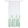 Best Gifi Rideau de douche Jungle blanc motif feuillage vert