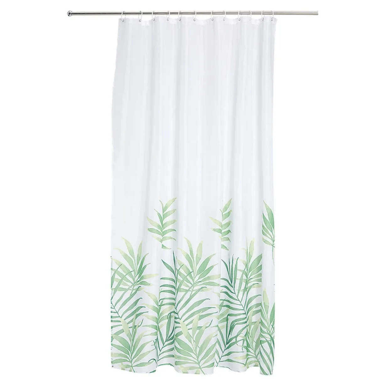 Best Gifi Rideau de douche Jungle blanc motif feuillage vert