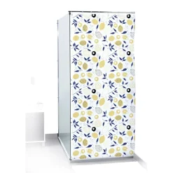 New Gifi Rideau de douche motif citron jaune et bleu Sunflow 180xH200cm