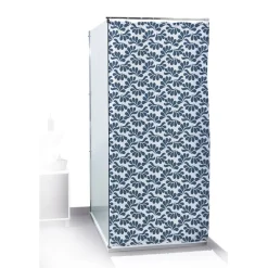 Clearance Gifi Rideau de douche motif feuillage blanc bleu 180x200cm 100% polyester