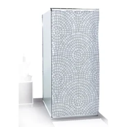 Discount Gifi Rideau de douche motif mosaïque rosace blanc et gris 180x200cm