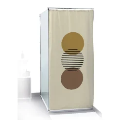 Best Gifi Rideau de douche motif rond marron et brun 180x200cm 100% polyester